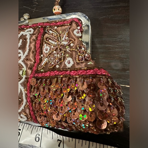 Petite jeweled sequin fabric evening beaded handled handbag. New - Picture 16 of 16